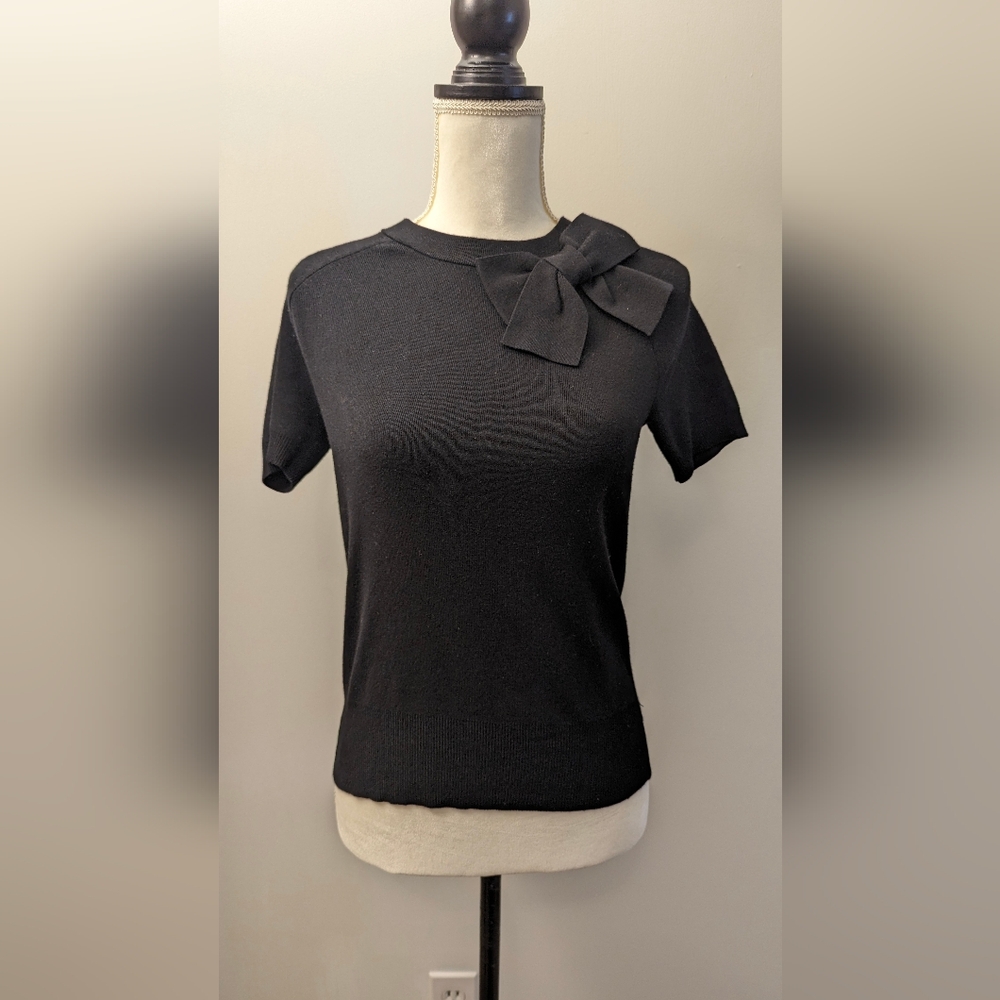 NWT Black Kate Spade Silk Blend Sweater with Bow